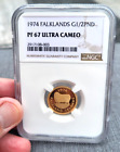 1974 FALKLANDS GOLD COIN G1/2PND PROOF 67 ULTRA CAMEO NGC GRADED AND SLABBED $$$