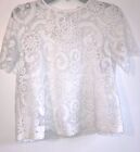 Nanette Lepore Blouse Dressy Top Summer White Lace Overlay  Ribbon Tie Back XS