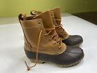 LL BEAN Womens Brown Leather Rubber Lace-up Duck Boots Size 7 M