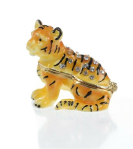 Small Tiger Trinket Box Hand made  by Keren Kopal with  Austrian Crystals