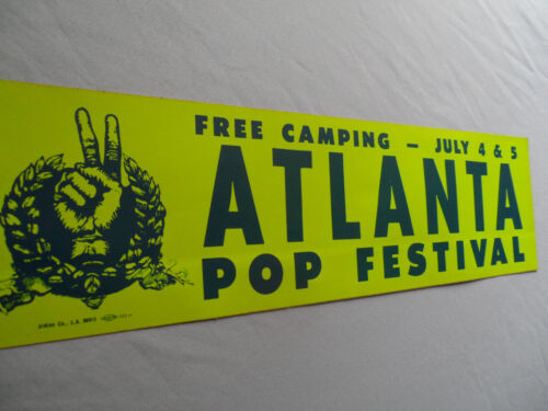 1969 ATLANTA POP FESTIVAL Original Unused BUMPER STICKER__ Zeppelin Joplin Berry