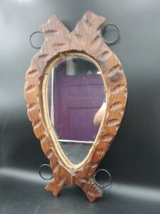 DLG Audoux Minet 50s/60s Large Brutalist Freeform Wood Rope Mirror