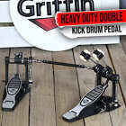 GRIFFIN Double Kick Drum Pedal - Twin Foot Bass Dual Chain Percussion Hardware