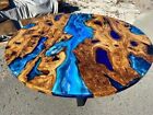 Classic Multi Wave Blue Epoxy Resin Round Coffee Table Dining Table Living Table