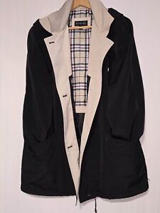 Braetan Woman Jacket Trench Rain Coat Hood Zipper Size XL BLACK