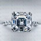 3.20ct Asscher Cut Lab Created HPHT Diamond Engagement Ring 14K White Gold Over
