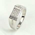 RHODIUM PLATED MEN RING CUBIC ZIRCONIA SILVER PLATED WEDDING FASHION JEWELRY