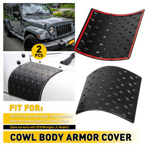 For 2007-18 Jeep Wrangler JK Cowl Body Armor Cover Trim Exterior Accessories 2PC (For: Jeep)
