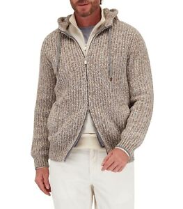 New $3750 BRUNELLO CUCINELLI Wool / Cashmere Thick Hooded Sweater - Brown - 50 M