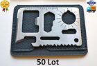 50 Lot 11 in 1 Multi Tool pocket wallet thin survival outdoor credit card knife