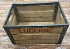 Vintage Lucerne Dairy Milk Crate Wood Metal Banded Heavy Duty 9 1963
