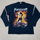 VINTAGE Manowar T Shirt Mens Medium Black Dawn Of Battle Long Sleeve 2003 Rock