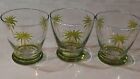 Lot Of 3 Laurie Gates Ware Bahama Palm Trees 4” Low Ball Drinking Glasses Etched