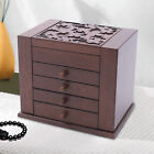 5 Layers Case Vintage Large Jewelry Organizer Wooden Storage Box w/ 4 Drawers