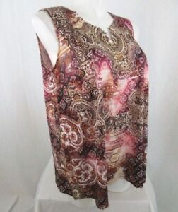 Catherines Size 2X Brown Print Polyester Embellished Tank