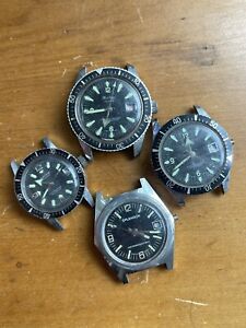 Vintage Skin Diver Watch Lot For Parts And Repair Estate Broad Arrow Hands