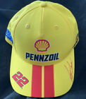 New Checkered Flag 2022 Joey Logano #22 Yellow with Red Stripes Pennzoil Hat