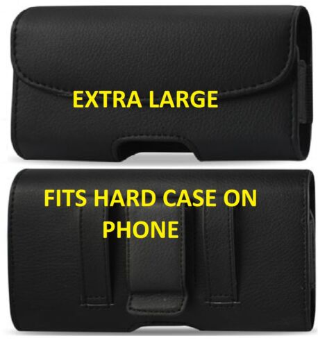 XL LEATHER RUGGED CELL PHONE HOLDER POUCH HOLSTER CLIP BELT LOOP CARRYING CASE