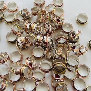 LOT !! 925 Dual Tone Silver Plated Mix Spinner Handmade Jewelry Wholesale Ring