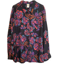 Size 3XL Women Top Blouse Shirt Rayon Button Down Multicolor Floral LS Blair NEW