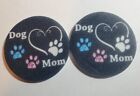 2 Pc Felt and Rubber Car Coasters... Dog Mom, Paws, Gift, Home Decor