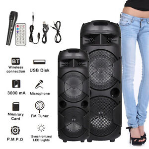 5000W Portable Bluetooth Speaker Sub woofer Heavy Bass Sound System Party + Mic