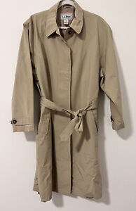 Vintage L.L. Bean Long Tan Belted Trench Coat Women's Small