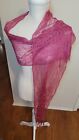 Pink lace with fringe long  wrap shawl Scarf 12 x 70
