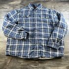 Vintage Wrangler Flannel Shacket Jacket Mens XL Blue Plaid Sherpa Outdoor Barn