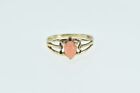 10K Oval Coral Cabochon Vintage Statement Ring Yellow Gold *36