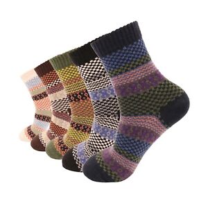 Women 5 Pairs Super Soft Winter Non-Skid Cozy Fuzzy Solid Slipper Socks 5-9