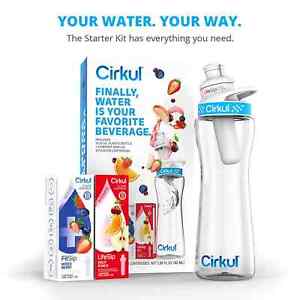 Cirkul 22 oz Plastic Water Bottle Starter Kit with Blue Lid and 2 Flavor Cartrid