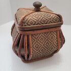 Brown Decorative Wood  Storage Tricket Box With Lid Bamboo Woven Madrid Design