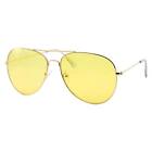 Mens Large Aviator Yellow Lens Sunglasses - Colored Tint Lens Driving Night time
