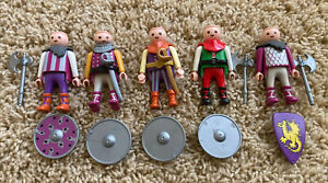 Playmobil Medieval Lot of 5 Geobra Figures Plus Weapons And Shields Rare!!