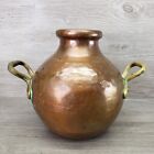 New ListingHammered Copper Vase Double Hand Forged Handled Pot 7