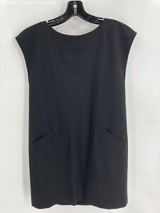 Theory Womens Black Wool Sleeveless Pockets Round Neck Casual Mini Dress Size 4