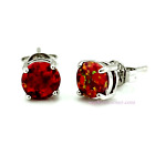 7 mm Red Fire Opal Round Stud Earrings in Sterling Silver - Beautiful!