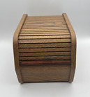 Rolltop CD Disc Holder Storage Box Vintage Wooden