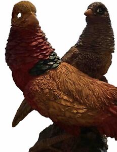 Vintage 1999 Pair Of Pheasants Figurine Beautiful Bird Sculpture Decor EUC