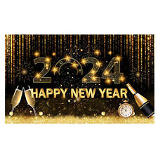 Happy New Year 2024 Backdrop Banner Background Cloth Photo Props Party Decor