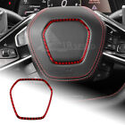 For Corvette C8 20-24 Red Steering Wheel Center Cover REAL Carbon Fiber Sticker (For: 2021 Corvette)