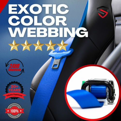 Blue Seat Belt Webbing Strap Replacement Service - BLUE COLOR SEAT BELT WEBBING