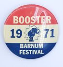 Barnum Festival 1971 booster ELEPHANT Pin  Button Vintage VG