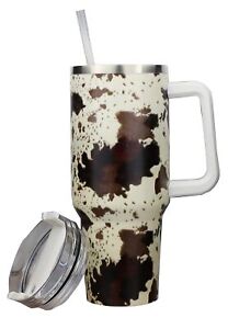 40oz Cow Insulated Tumbler With Straws and Lid,Stainless Steel Coffee Tumbler...
