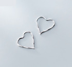 S925 Sterling Silver Love Heart Shaped Hoop Earrings