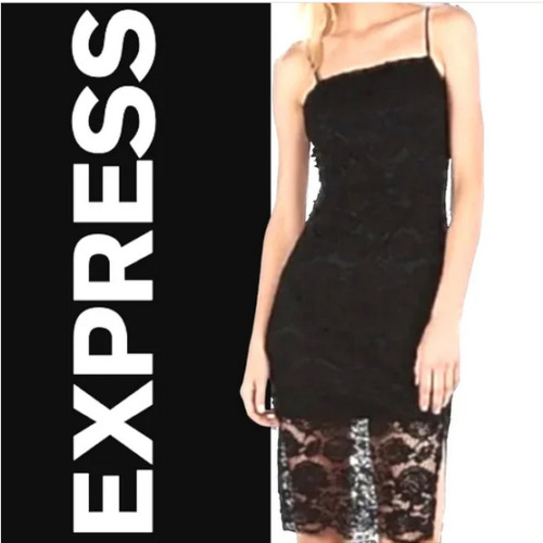 NWT! EXPRESS black corded lace bodycon knee-length cocktail dress