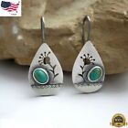 925 Silver Plated Stud Dangle Drop Earrings Women Turquoise Jewelry Simulated