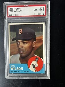 New Listing1963 Topps Series 1 #76 Earl Wilson Red Sox PSA 8