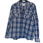 Ariat Men's Retro Fit Western Snap Blue Plaid Long Sleeve Shirt Logo Button XXL